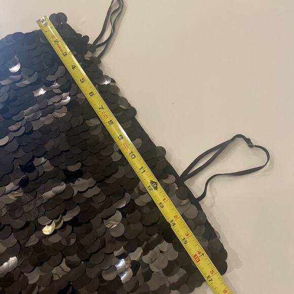 Reformation Little Black Mini Dress 6 S Sequin Party Cocktail Spaghetti Strap - Picture 5 of 8